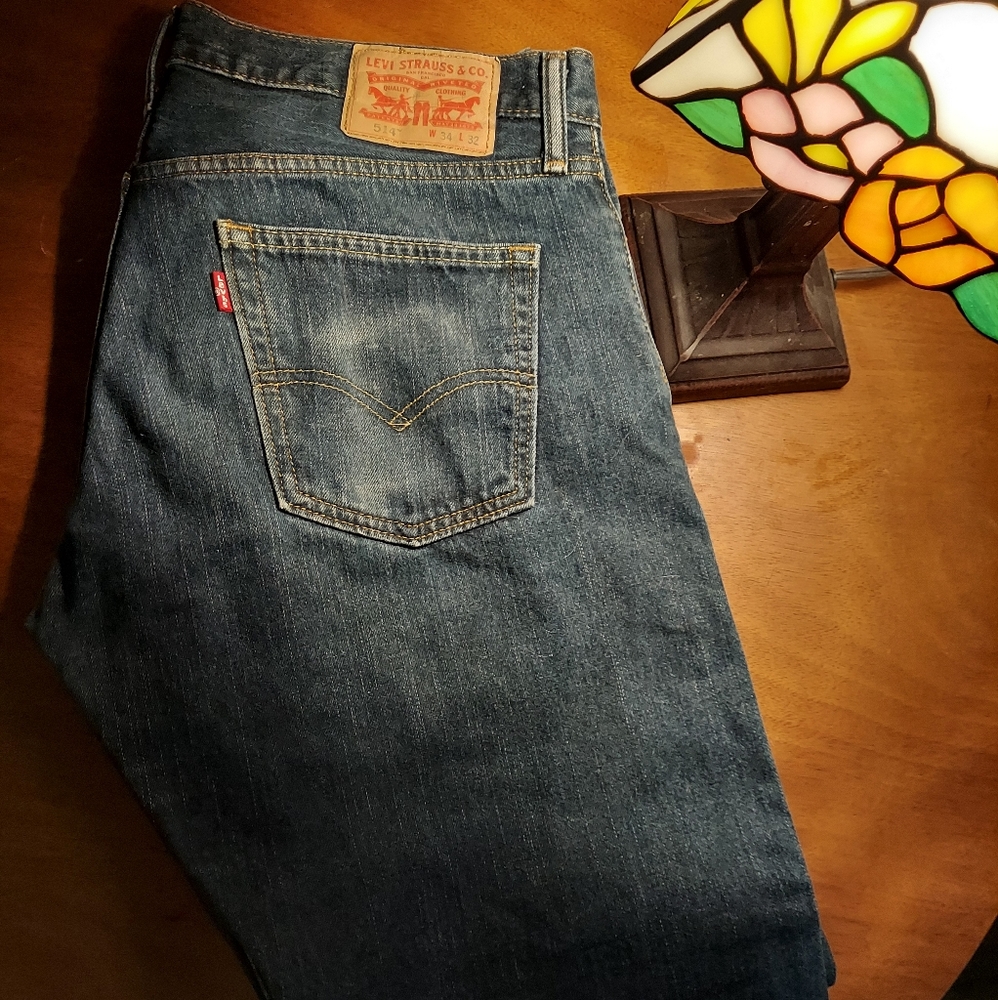 Levi’s 514 Straight Leg Jeans Men’s 34x32 Classic Blue Denim Clean